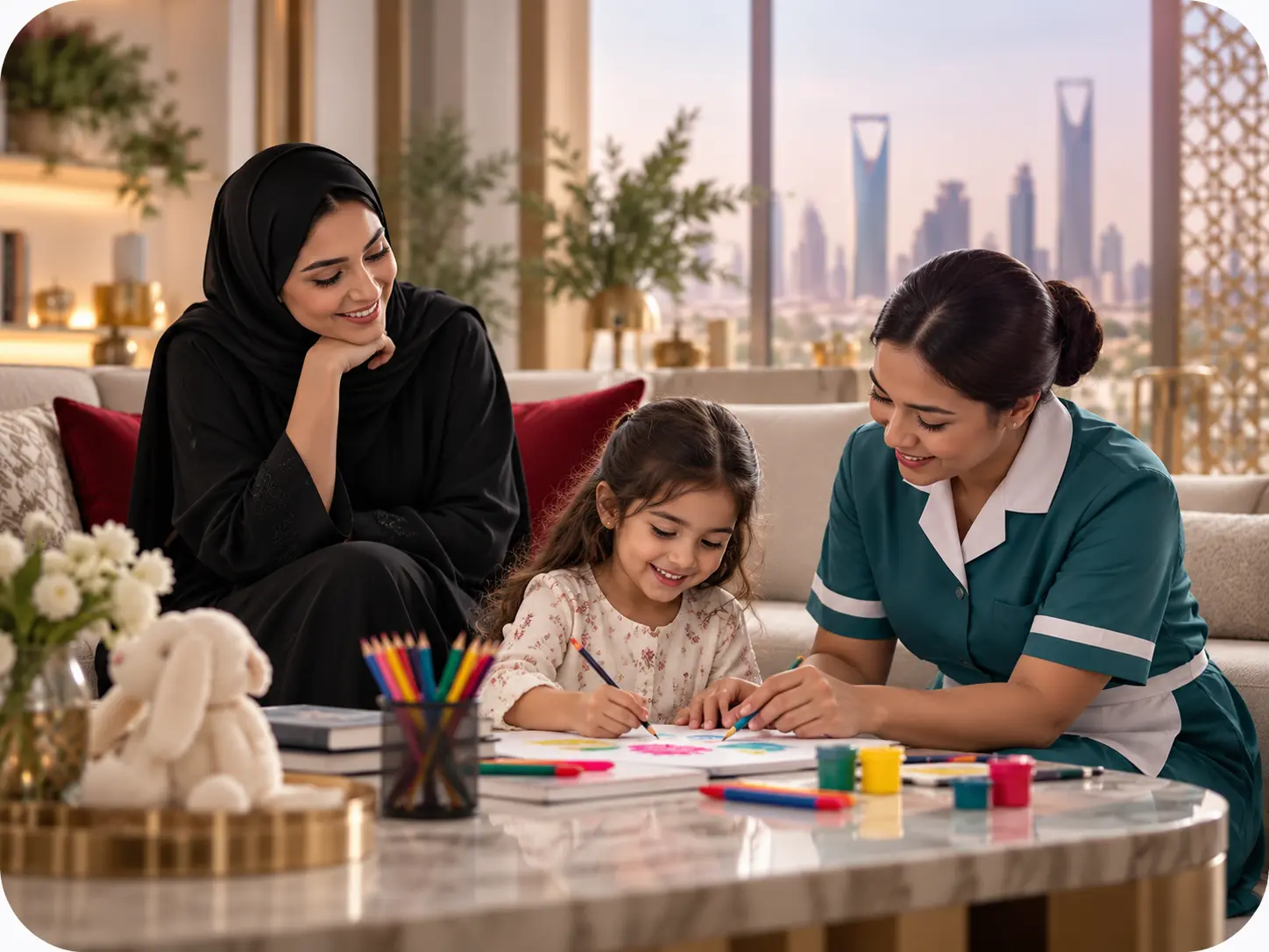 صورة تعبيرية عن راحة الأسرة وخدمات العمالة المنزلية